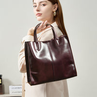 Genuine Leather High-End Womens Stylish And Versatile Handbag