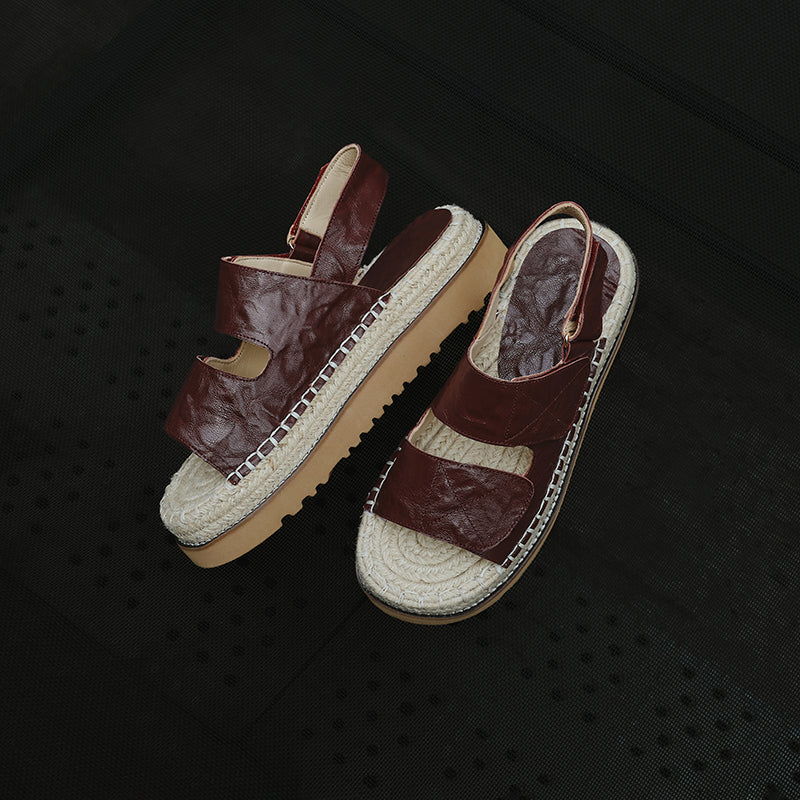 Women's Sheepskin Espadrille Platform Sandals