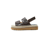 Women's Handmade Full-Grain Sheepskin Espadrille Platform Sandals