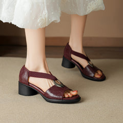 handmade sheepskin block heel sandals