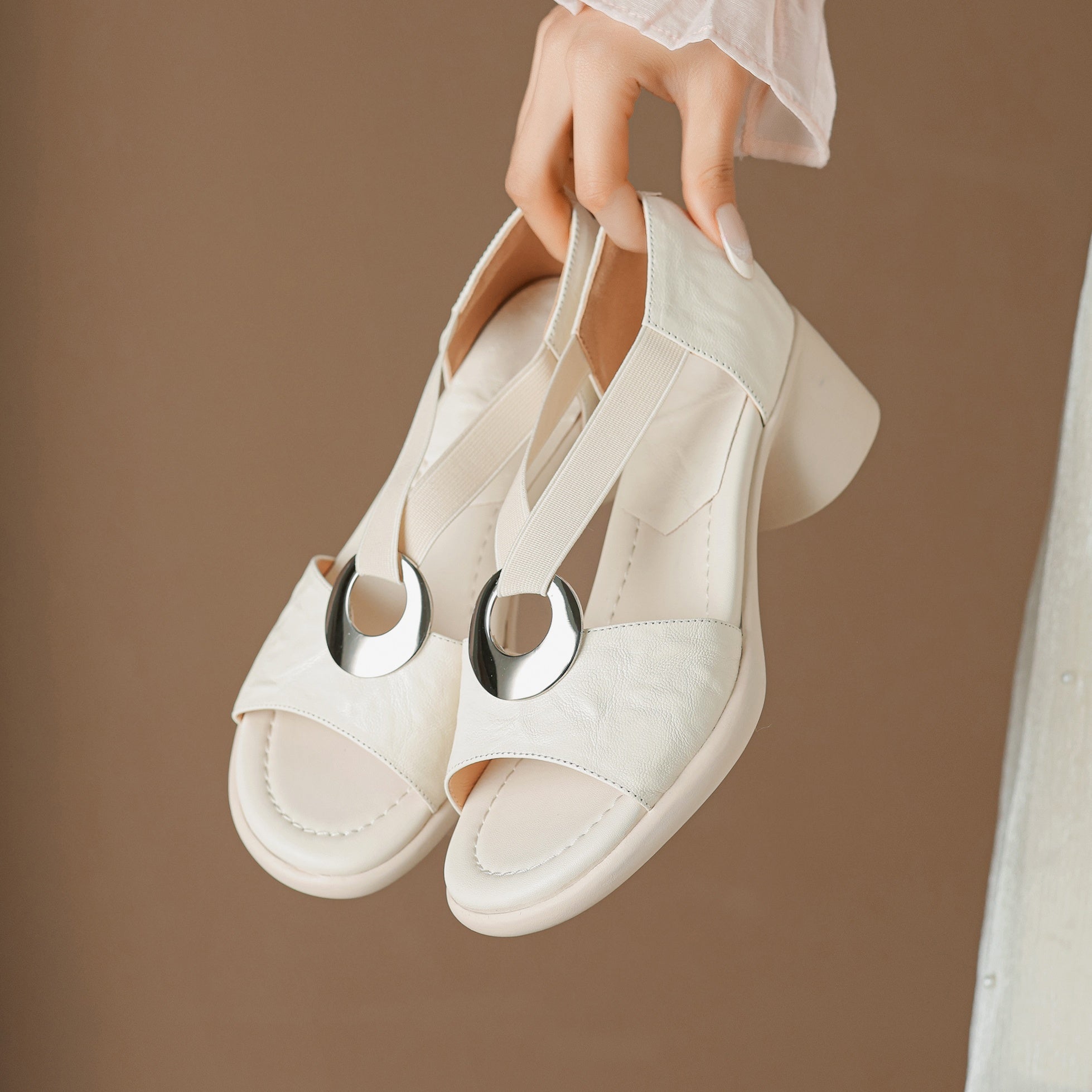 handmade sheepskin block heel sandals