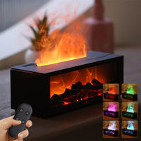 New Flame Aromatherapy colorful essential oil diffuser with realistic flame effect and remote control.