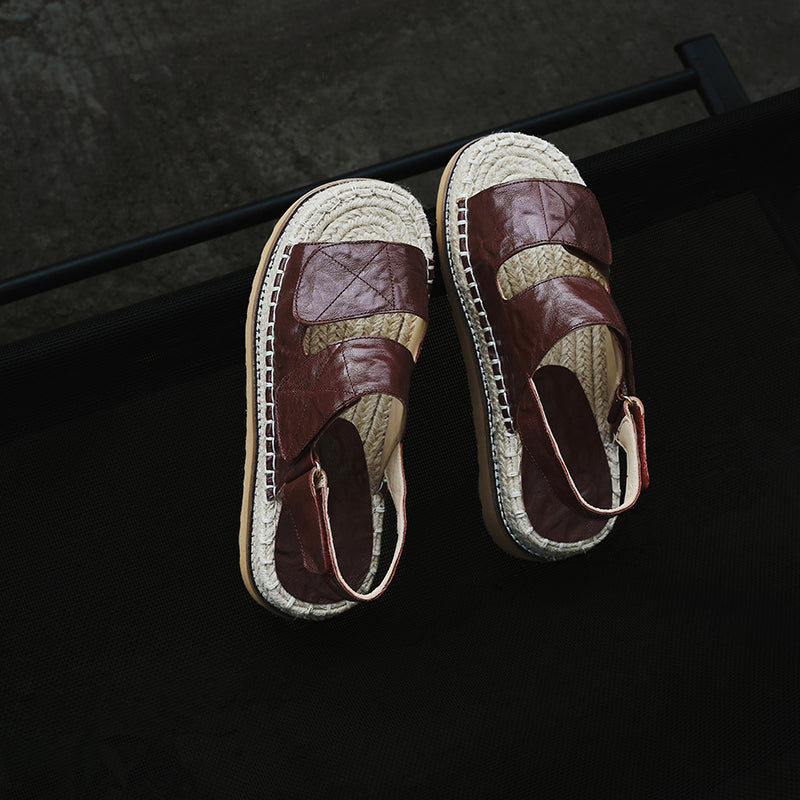 Women's Sheepskin Espadrille Platform Sandals