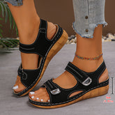 Wedge Sandals Peep-toe Velcro Closure