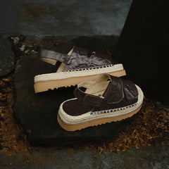 Women's Sheepskin Espadrille Platform Sandals