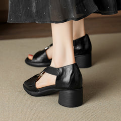handmade sheepskin block heel sandals