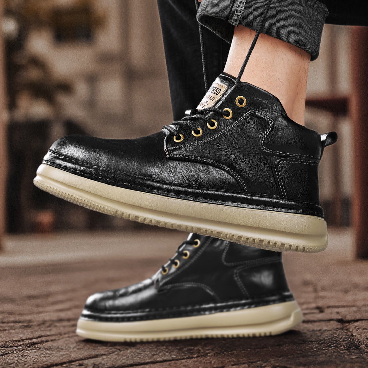 Men's Retro Mid-Top Boots - Casual Everyday Style