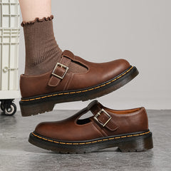 genuine leather T-strap Mary Jane shoes