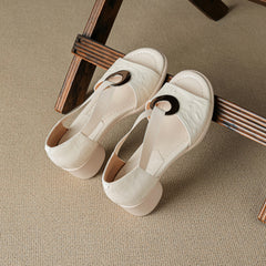 handmade sheepskin block heel sandals