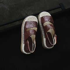 Women's Sheepskin Espadrille Platform Sandals