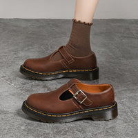 genuine leather T-strap Mary Jane shoes