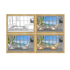 Illuminated Picture LED Decorative Light Painting showcasing artistic transformations in four images.
