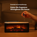 New Flame Aromatherapy machine in use, showcasing essential oil diffusion with a realistic flame effect.