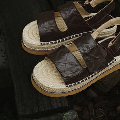 Women's Sheepskin Espadrille Platform Sandals